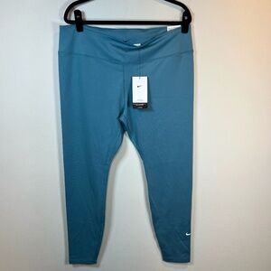 Nike One Dri-Fit Mid Rise Full Length Leggings Smokey Blue Teal Athletic NEW XXL